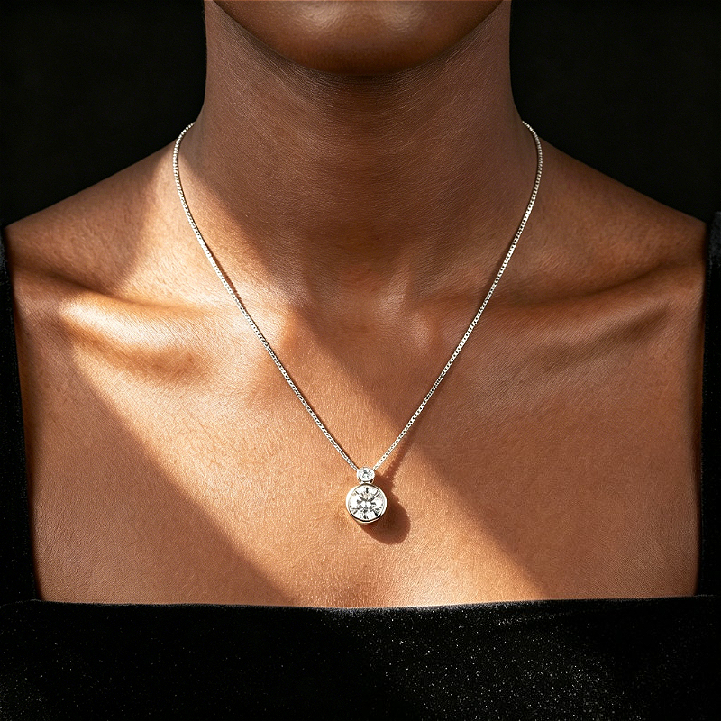 Women's 925 Silver Moissanite Gourd Pendant Necklace — Versatile Gift